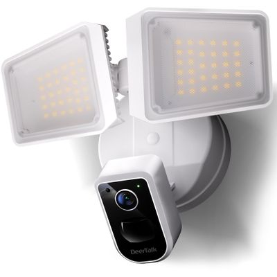 DeerTalk Security Floodlight Camera Outdoor Wired Motion Lights 2-Way Audio