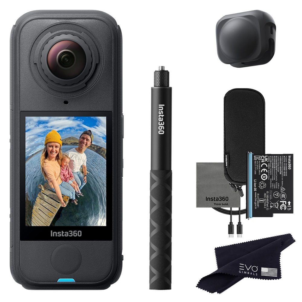 Insta360 X4 Air Basic Bundle | Lightest 8K 360 Action Camera for Epic Adventures | for Travel, Sports, Family Moments, Vlogging | Bundle Includes Invisible Selfie Stick, Lens Cap