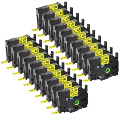 3 to 20 PCS HSe-231 Labels Compatible with Heat Shrink Tube HS HSe-231 631 Label Tape Compatible with PT-1010 PT-E500 Label Maker(20PK Black on Yellow)