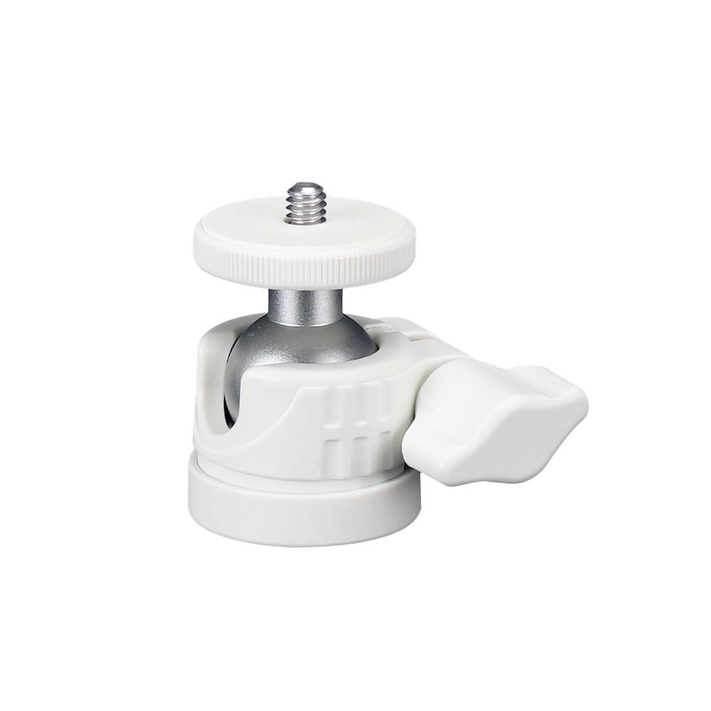 Asixxsix Mini Tripod Ball Head, 360 Degree Rotation Aluminum Knob with 1/4 Inch Screw Thread, for DSLR Camera Action Camera LED Light Microphone Tripod Monopod (White)