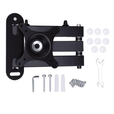 Eujgoov Wall Mount TV Bracket with Swivel and Tilt Capacity Heavy Duty Steel Bracket with 20 Tilt 360 Rotation Retractable Arm (3.15-16.34in) for TVs Black (Fits 14 to 24 Inch)