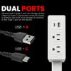 Clamp On Extension Cord Socket Extender with USB-C & USB-A, Low-Profile Rotating Flat Plug, 3-Outlet Wall Adapter for Behind Furniture, Bedroom & Nightstand Wall Outlet Extender view 4