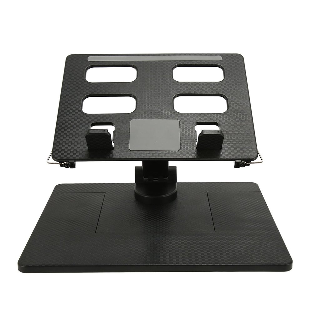 DouWen MO 360 Degree Rotating Laptop Stand, Adjustable Ergonomic Notebook Riser with Extended Base, Foldable Collapsible Laptop Holder with Anti - Slip Pads and Heat Dissipation Holes for Ho