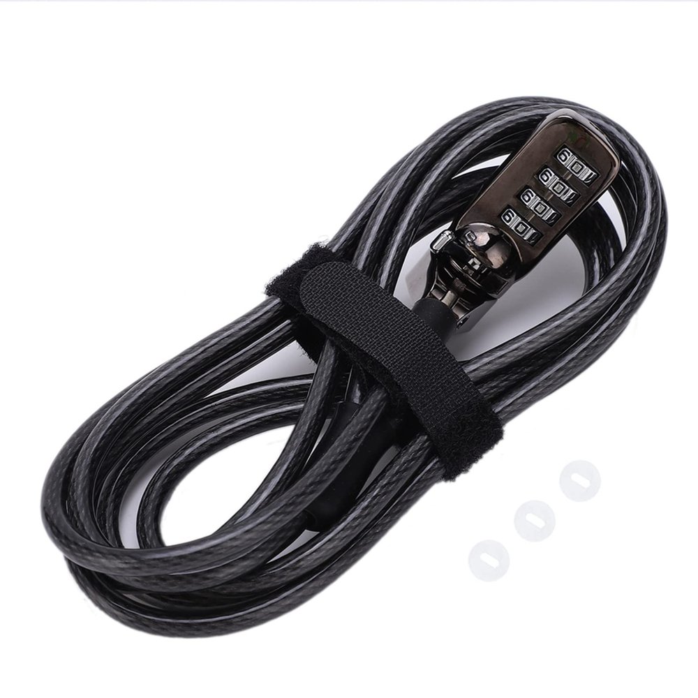 Pongnas Keyless Combination Lock, Adjustable Steel Cable Security Lock with Built in Slot for Laptop Computer Desktop Projector LCD Screen