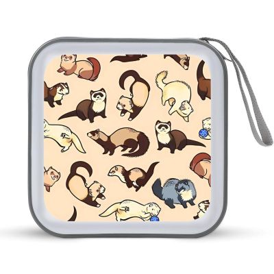 FodPand Hairy Ferret CD Case 40 Capacity CD Holder Organizer Portable Zipper DVD Collection Storage Bag Compact Cases Storage Binder Plastic Holder Disc Car Home Travel