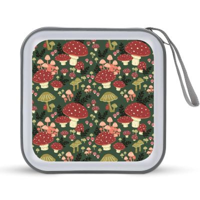 FodPand Bright Mushrooms Art CD Case 40 Capacity CD Holder Organizer Portable Zipper DVD Collection Storage Bag Compact Cases Storage Binder Plastic Holder Disc Car Home Travel