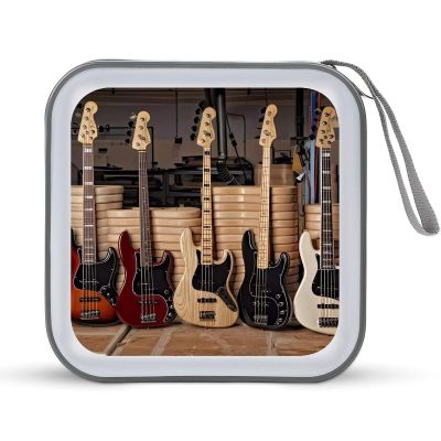 FodPand Guitar Bass Music Musical Instruments CD Case 40 Capacity CD Holder Organizer Portable Zipper DVD Collection Storage Bag Compact Cases Storage Binder Plastic Holder Disc Car Home Travel