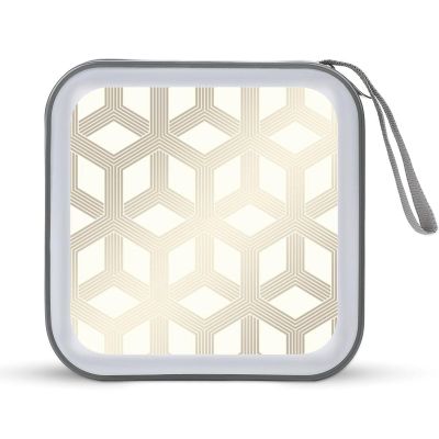 FodPand Hexa Geometric Cream Gold CD Case 40 Capacity CD Holder Organizer Portable Zipper DVD Collection Storage Bag Compact Cases Storage Binder Plastic Holder Disc Car Home Travel