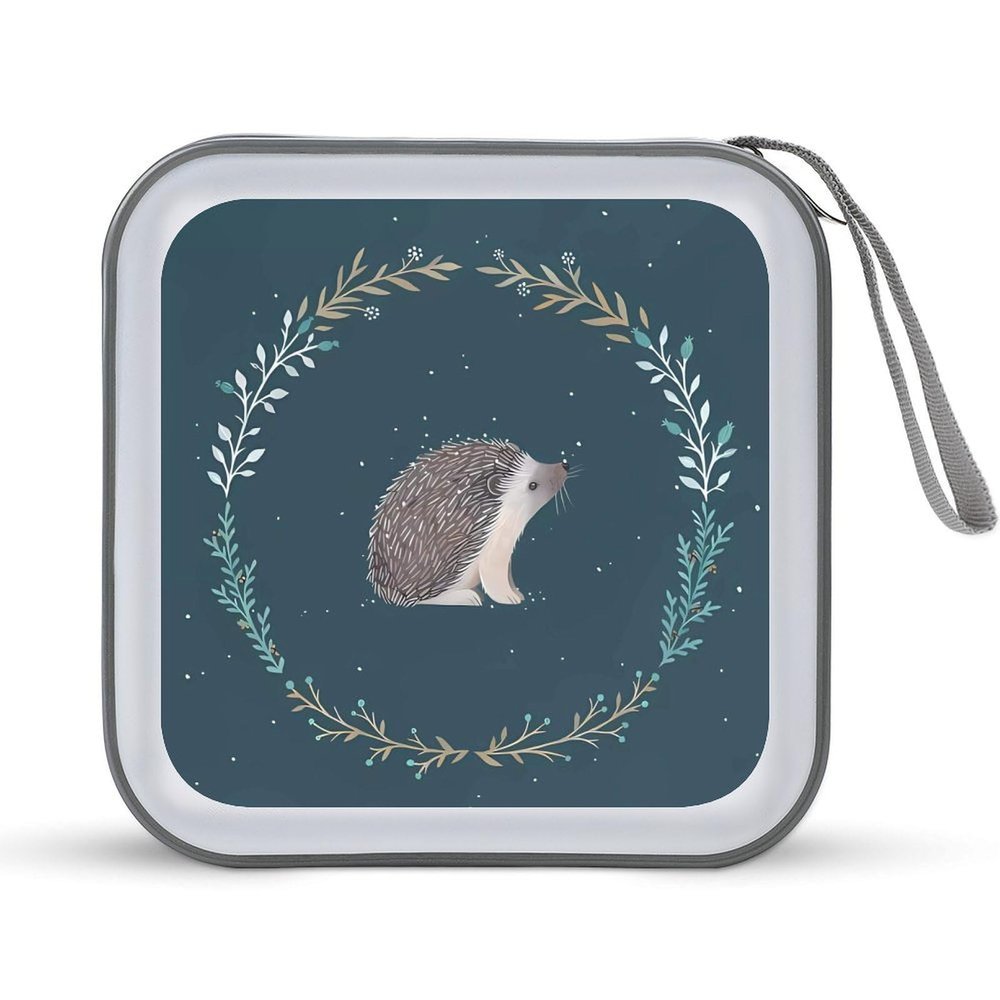 FodPand Cute Little Hedgehog CD Case 40 Capacity CD Holder Organizer Portable Zipper DVD Collection Storage Bag Compact Cases Storage Binder Plastic Holder Disc Car Home Travel