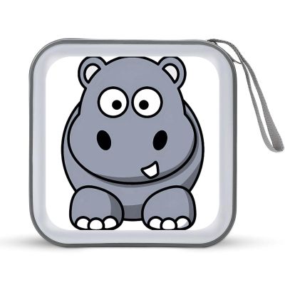 FodPand Cartoon Hippo CD Case 40 Capacity CD Holder Organizer Portable Zipper DVD Collection Storage Bag Compact Cases Storage Binder Plastic Holder Disc Car Home Travel