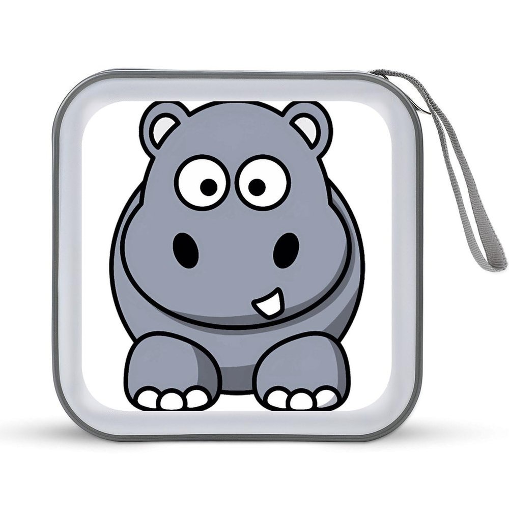 FodPand Cartoon Hippo CD Case 40 Capacity CD Holder Organizer Portable Zipper DVD Collection Storage Bag Compact Cases Storage Binder Plastic Holder Disc Car Home Travel