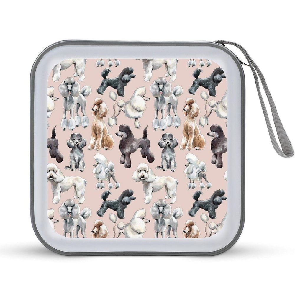 FodPand Oodles of Poodles CD Case 40 Capacity CD Holder Organizer Portable Zipper DVD Collection Storage Bag Compact Cases Storage Binder Plastic Holder Disc Car Home Travel