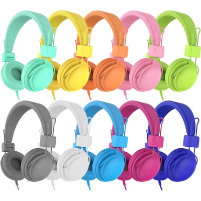 AILIHEN Classroom Headphones Kids 20-Pack for School Student K-12, On-Ear Premium Bulk Wired Headset with Mic, 85dB Volume Limited & SharePort, 3.5mm Jack for Chromebook, Computer, Laptop (Multicolor)