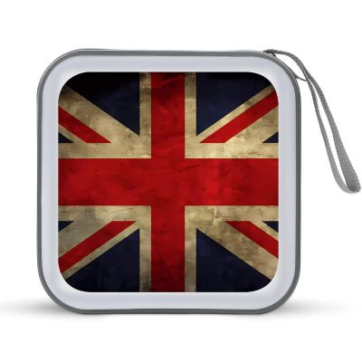 FodPand British Flag CD Case 40 Capacity CD Holder Organizer Portable Zipper DVD Collection Storage Bag Compact Cases Storage Binder Plastic Holder Disc Car Home Travel