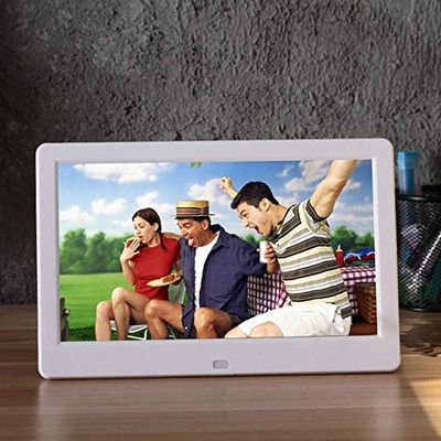 10-inch HD Digital Photo Frame, 1024x600 Resolution, 10GB Free Cloud Storage, Black.
