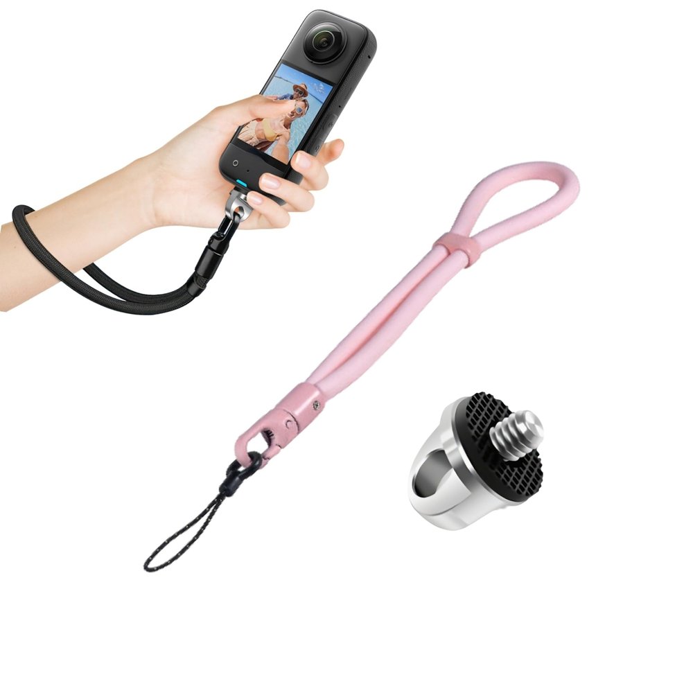 Tuvzylory Wrist Strap - 360 Rotating Safety Lock, 1/4" Interface, Soft Silicone Anti-Lost Lanyard for Action Cameras/Phones (Pink)