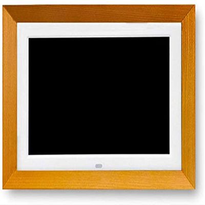 10-inch Digital Photo Frame, 1280x800 Full HD IPS Display, 16GB Storage, Music/Video/Clock/Calendar Functions - Wood Grain Design