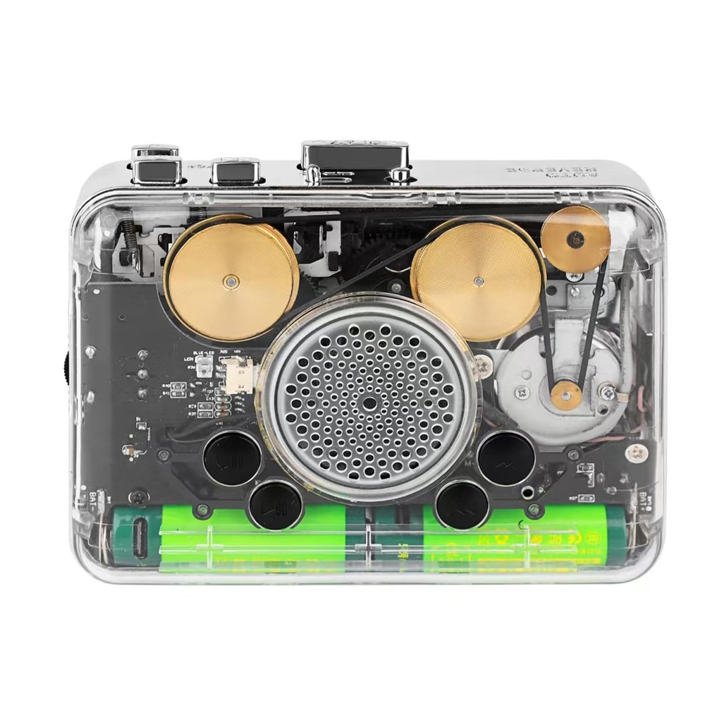 EBTOOLS Cassette Tape Player, Single Speaker, Clear Sound, Stereo Dual Channel, Transcribe Music to USB, 3.5mm Earphone Jack, Portable Cassette to Mp3 Converter, Transparent Design
