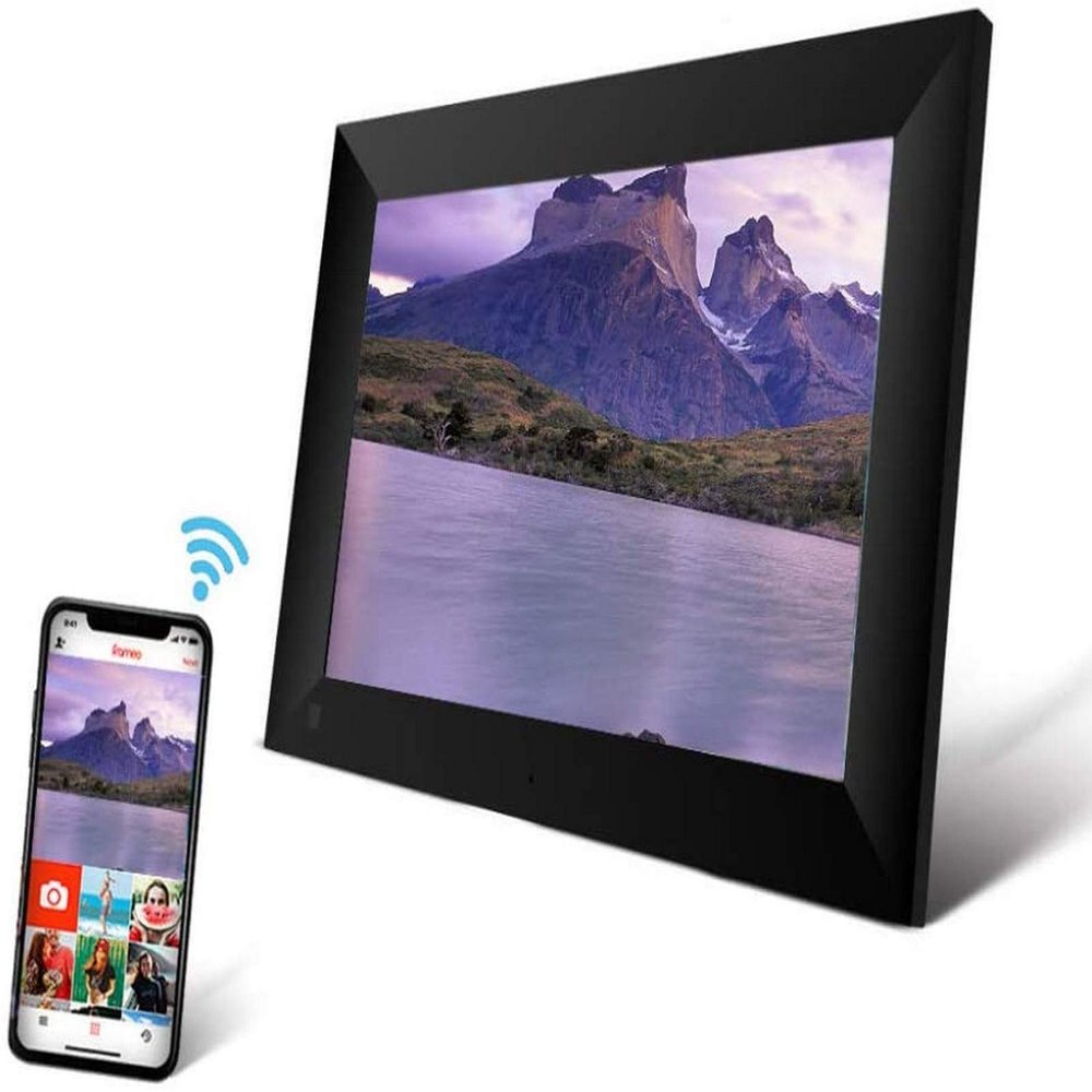 10.1-inch Digital Photo Frame, 1280x800 Full HD IPS Screen, Supports WiFi, Remote Control, Automatic Rotation, USB and SD Card, Silver-Gray.