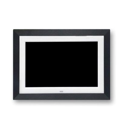 10-inch Digital Photo Frame - 1280x800 Full HD IPS Display, 16GB Storage, Music/Video/Clock/Calendar Functions - Wood Grain Design (Black)
