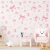 12 Sheets Pink Bow Wall Decor Stickers, 69pcs Pink Wall Decals Peel and Stick, Bow Themed Room Decals Decor for Bedroom Home Party Nursery view 1