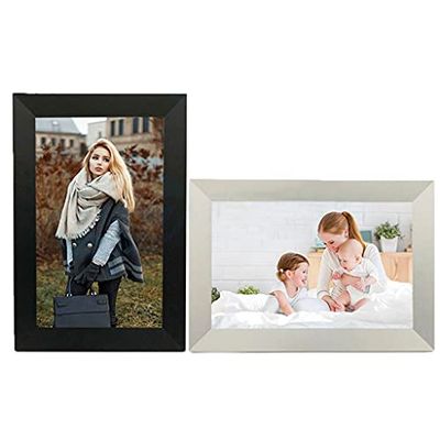 10-inch Smart WiFi Digital Photo Frame, 178 IPS Viewing Angle, 16GB Memory, Supports SD Card, and Features Alarm Clock and Calendar Functions.