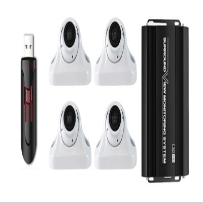 Car Backup Camera Car 360 Surround View Camera Systems Seamless View (3D+1080P) Recorder for Long Distance Bus Car Camera(BSD Version)(White version128 USB)
