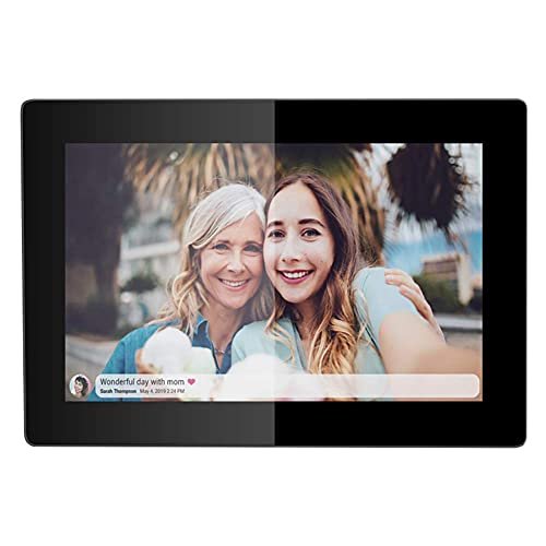 10.1-inch WiFi Digital Photo Frame, 1280x800 IPS Touchscreen, Automatic Rotation, and The Ability to Share Photos and Videos via an app.