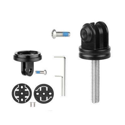 BlesConi Bike Action Camera Holder for Stem Top Cap Mount with M6 P1 L32mm Headset Cap Screw Aluminium Alloy Black(A Kit)