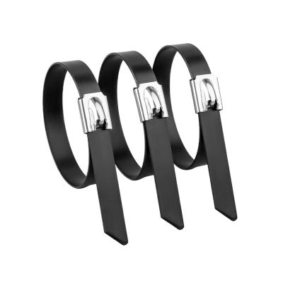 100pcs Stainless Steel Coated Snap-on Metal Cable Ties, Multi-Functional Zipper Vent Lock(4.6x350mm)