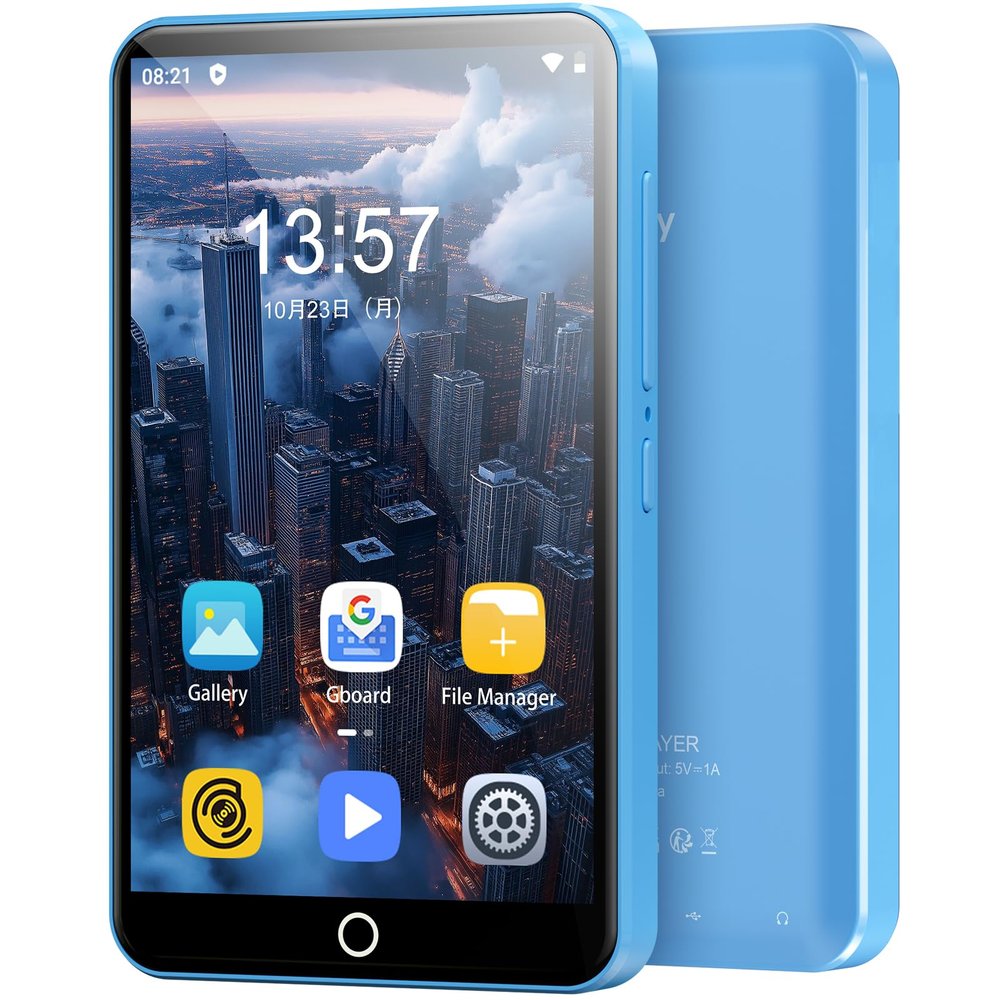 80GB MP3 Player with Bluetooth and WiFi, Mp3 & Mp4 Music Player with Spotify, Amazon Music, Deezer, Audible, 4.0" IPS Touch Screen Android Player with Speaker, FM Radio, Up to 512GB (Blue)