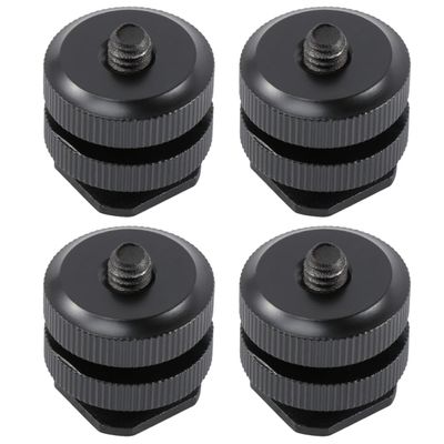 ELAYARD 4pcs Aluminum Alloy Hot Shoe Adapter with Threaded Screw Cold Shoe Mount for Camera Accessories Compatible with Photography Equipment Practical and Professional Design
