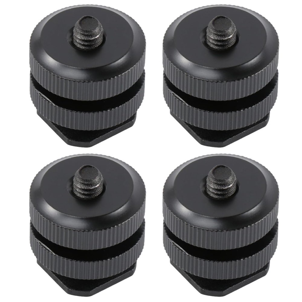 ELAYARD 4pcs Aluminum Alloy Hot Shoe Adapter with Threaded Screw Cold Shoe Mount for Camera Accessories Compatible with Photography Equipment Practical and Professional Design