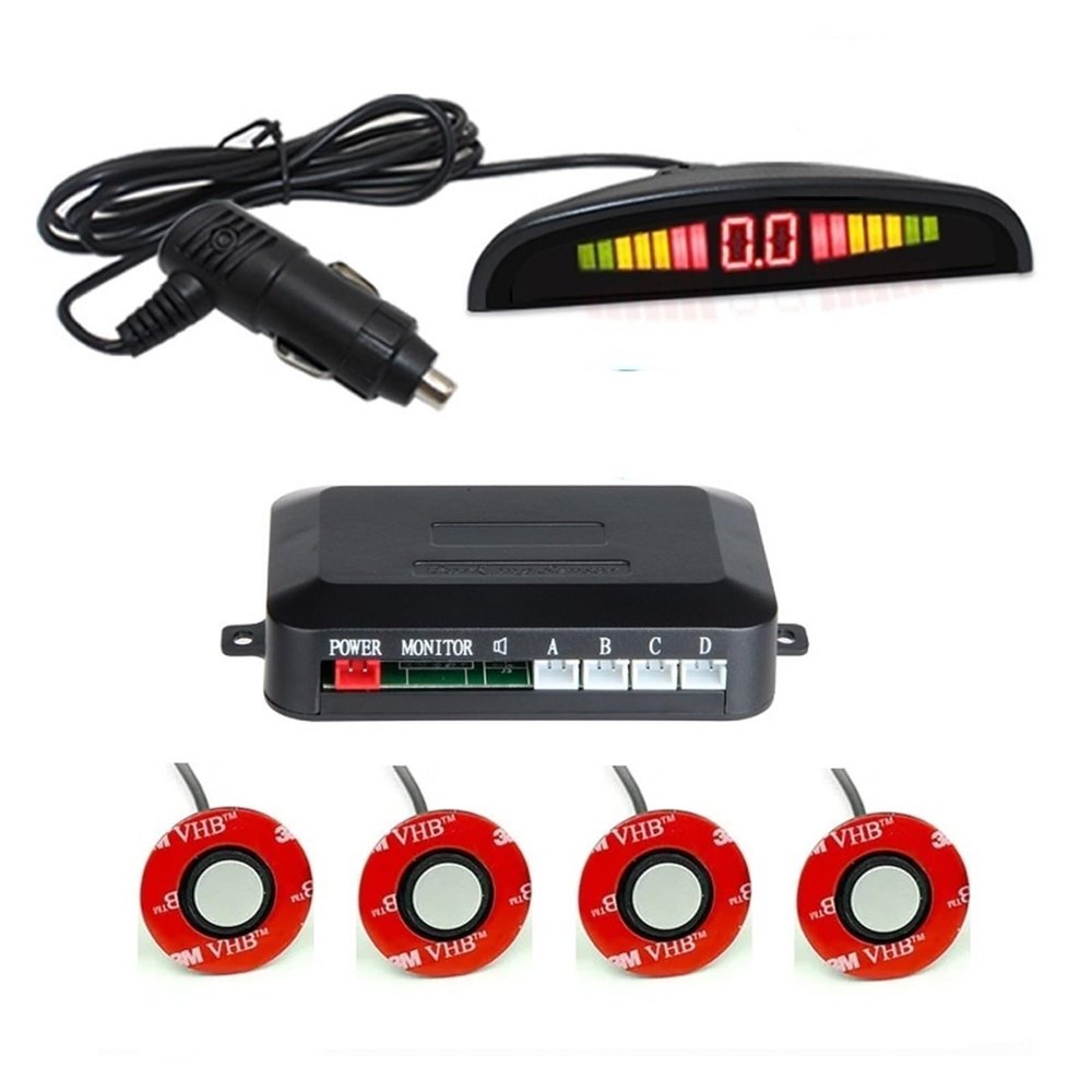 16.5MM Wireless Car Parking Sensor Car Parktronic LED with 4 Sensors Reverse Backup Car Parking Radar Monitor Detector System(Silver)