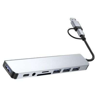 MUELODSIC Multi-Port USB Hub Type-c Adapter with Ports USB Card Reader Audio for Laptop Computer High-Speed Data Transfer
