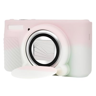 pssped Silicone Protective Camera Case Compatible with Canon Powershot SX740 SX730 HS Digital Camera, Custom Fit Soft Rubber Protective Sleeve with Removable Lens Cover, Anti-Slip, Jelly Green Pink