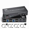 8K KVM Switch 2 Monitors 2 Computers 8K@60Hz 4K@120Hz HDMI+Displayport Dual Monitor KVM Switches 3 USB3.0 Ports for Sharing Keyboard Mouse Mic Headset with 2 USB Cable Power Adapter Desktop Controller view 1