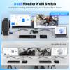8K KVM Switch 2 Monitors 2 Computers 8K@60Hz 4K@120Hz HDMI+Displayport Dual Monitor KVM Switches 3 USB3.0 Ports for Sharing Keyboard Mouse Mic Headset with 2 USB Cable Power Adapter Desktop Controller view 2