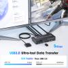 8K KVM Switch 2 Monitors 2 Computers 8K@60Hz 4K@120Hz HDMI+Displayport Dual Monitor KVM Switches 3 USB3.0 Ports for Sharing Keyboard Mouse Mic Headset with 2 USB Cable Power Adapter Desktop Controller view 3