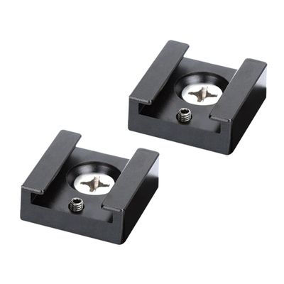 OSOLADY 2pcs Multifunction Aluminum Alloy Cold Shoe Mount Adapter with Thread Screw Quick Release Bracket for Camera Cage Lighting LED Microphone and Monitor Rig Black