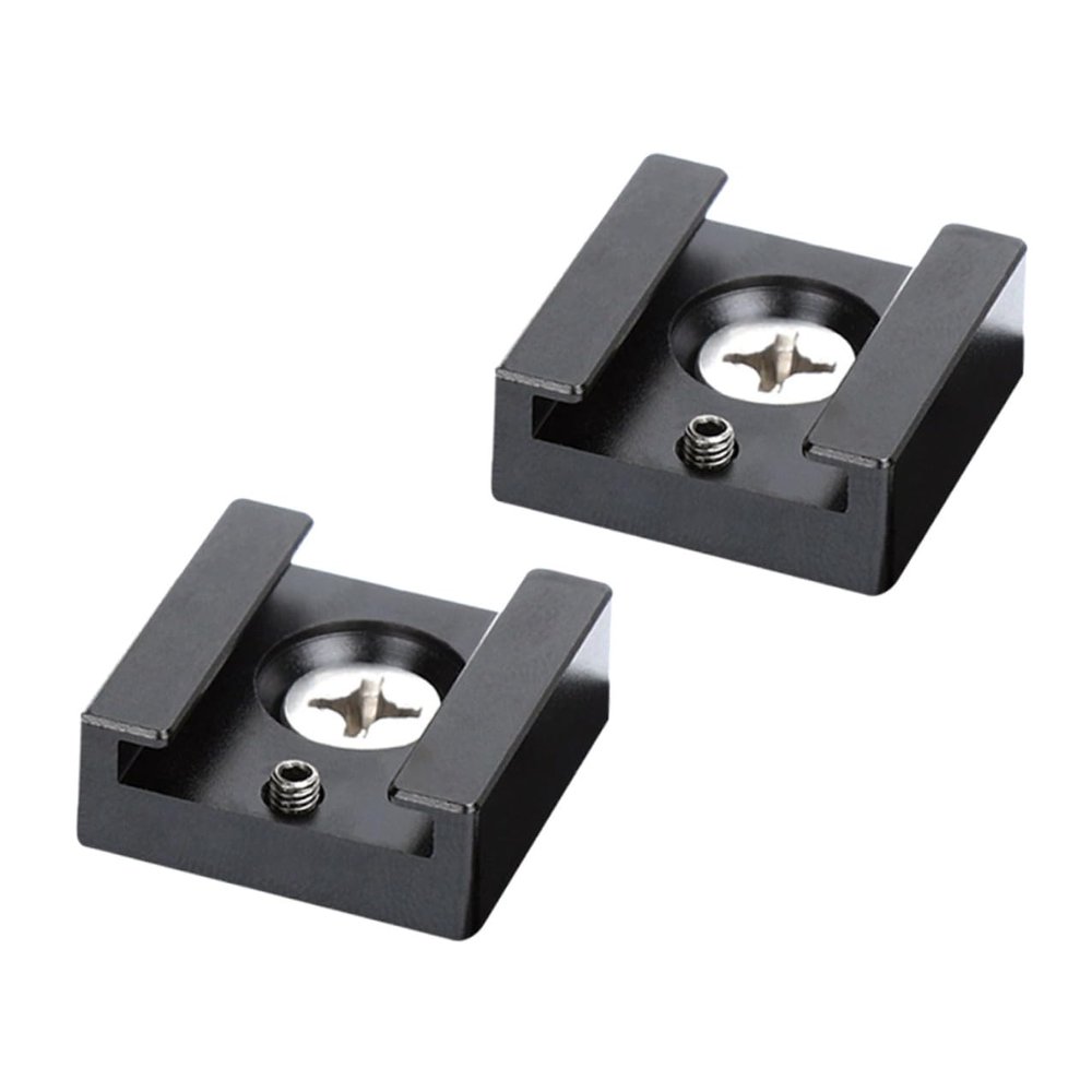 OSOLADY 2pcs Multifunction Aluminum Alloy Cold Shoe Mount Adapter with Thread Screw Quick Release Bracket for Camera Cage Lighting LED Microphone and Monitor Rig Black