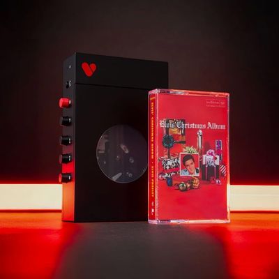 We are Rewind Portable Cassette Player - Cassette Tape Recorder with Bluetooth Connection Speaker or Headphones, 3.5mm Audio Cable - Elvis Limited Edition Black/Red + Christmas Album Cassette