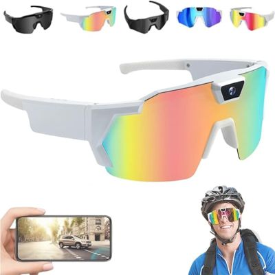 4k HD POV Sports Glasses with Camera, Smart Baseball Recording Glasses, Unisex for Cycling Hiking (#A)