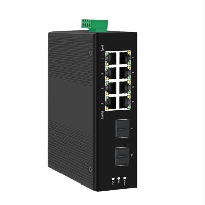 Industrial-Grade PoE Switch, 4/8 Ports, 10/100/1000Mbps + 2 Gigabit SFP Slots, DIN-Rail Mount(ONT-GYP3208S-GFM)