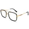 Dollger Aviator Blue Light Glasses for Men Women Anti BlueLight Computer Gaming Glasses Square Classic Metal Frame Eyeglasses Black+Gold view 1
