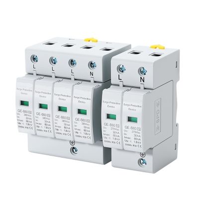 2P/4P AC Surge Arrester (SPD) Low-Voltage Surge Protector 275V 385V 20KA 40KA 60KA 80KA 100KA(2P AC275V,100KA)