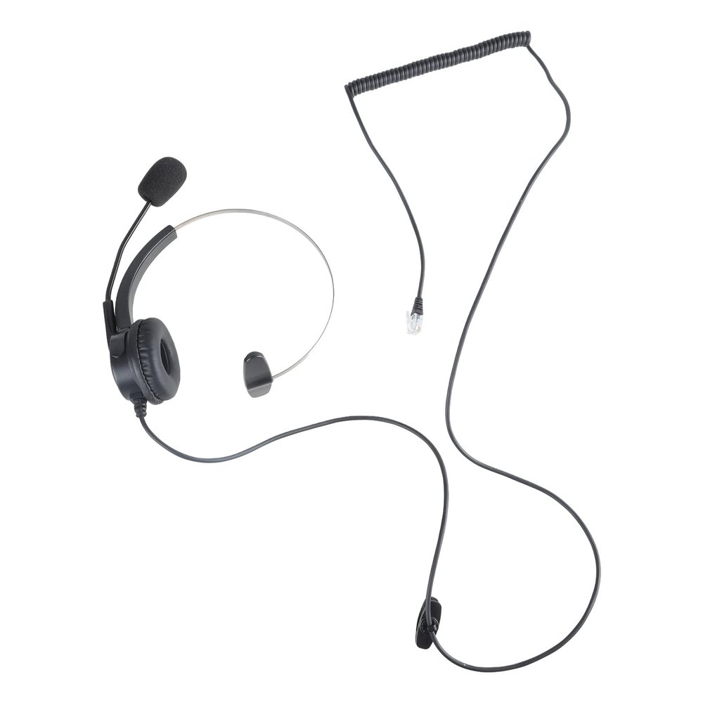 Obotsnoi 4-Pin RJ11 Monaural Corded Call Center Telephone Headset Headphone BK Earphone Headphonem in Ear Stereo Sound Noise Isolating Earbud Device Air Duct Noise-Cancelling USB