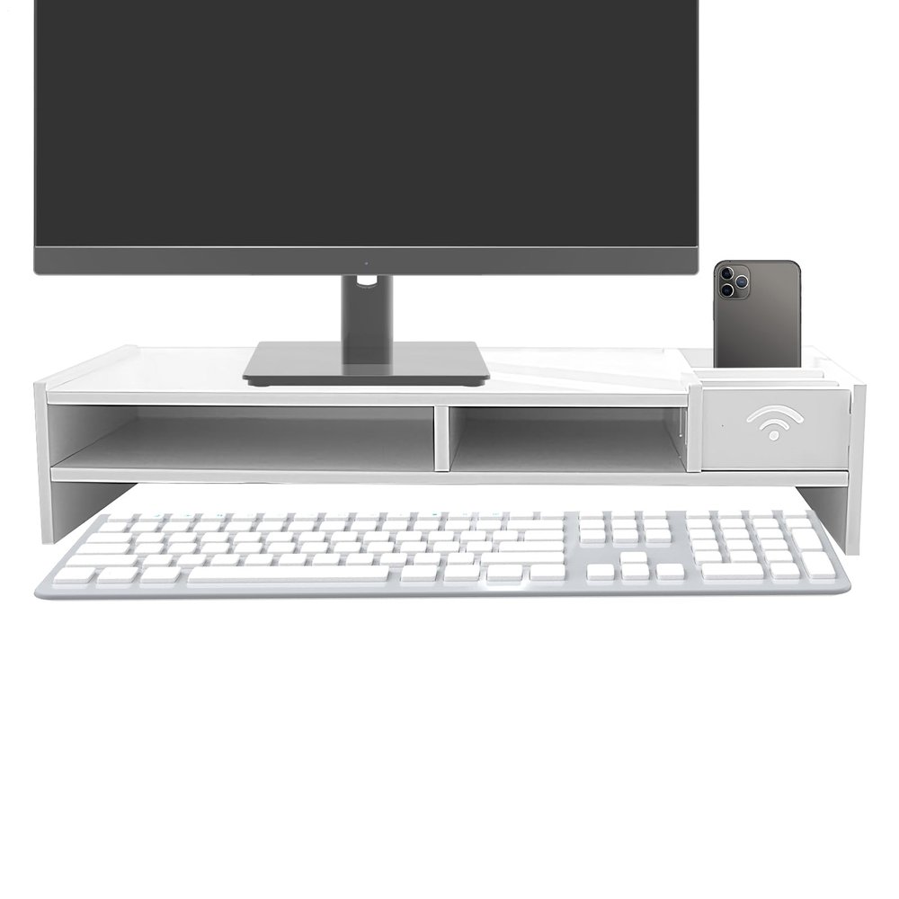 3-Tier Desk Shelf, Monitor Display Stand, Computer Office Organizer, Space-Saving Desktop Solution, Smooth Sturdy Construction, Ideal Filing Reading Writing Setup, Perfect Dorm Home Business