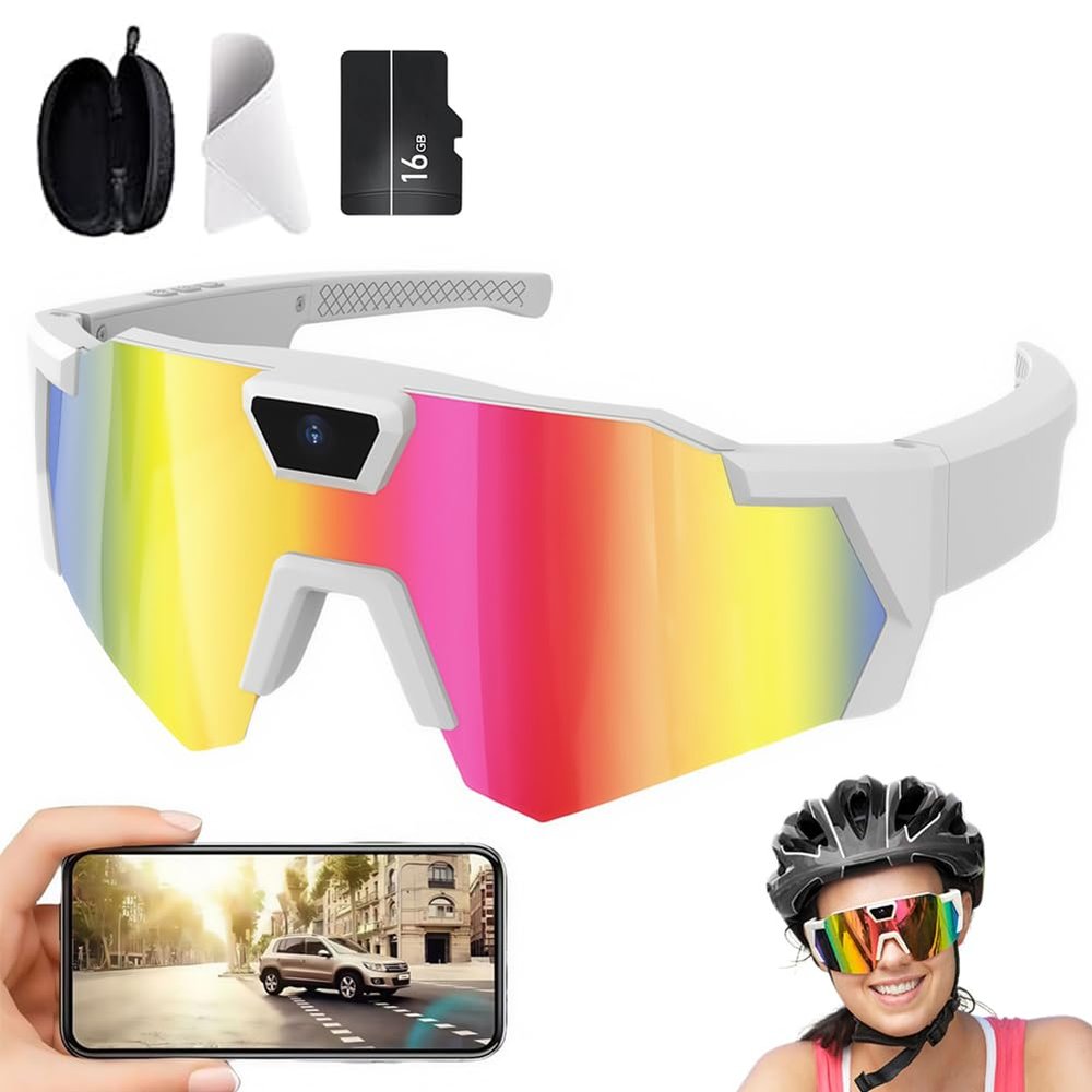 Dingbge POV Glasses 4k Baseball with Camera Smart Glasse, 2026 Upgrade Sunglasses with Cameras Audio Video for Men Women (Vibrant Colors - A)