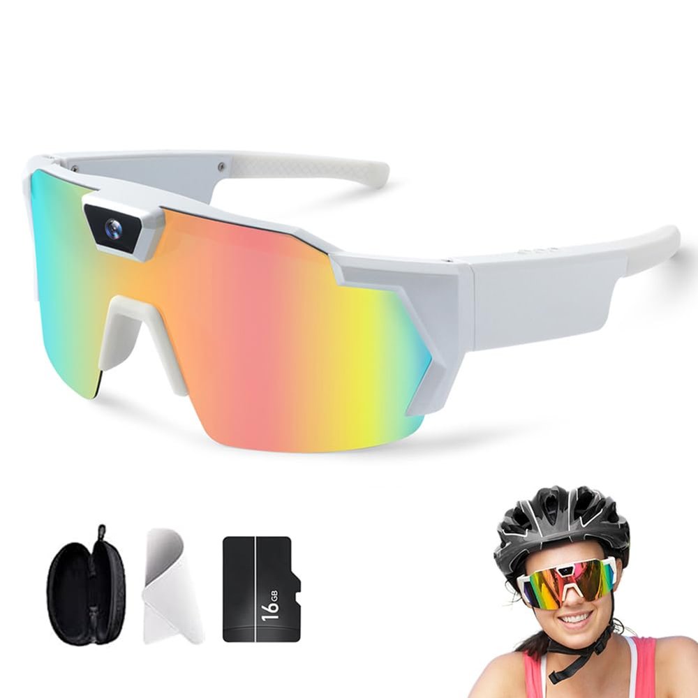 Dingbge POV Glasses 4k Baseball with Camera Smart Glasse, 2026 Upgrade Sunglasses with Cameras Audio Video for Men Women (Vibrant Colors - B)